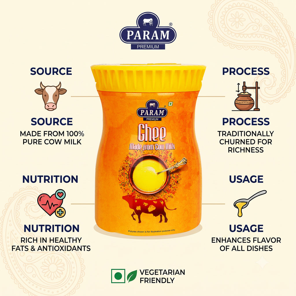 Param Premium Cow Ghee with Rich Aroma | 500ML Jar