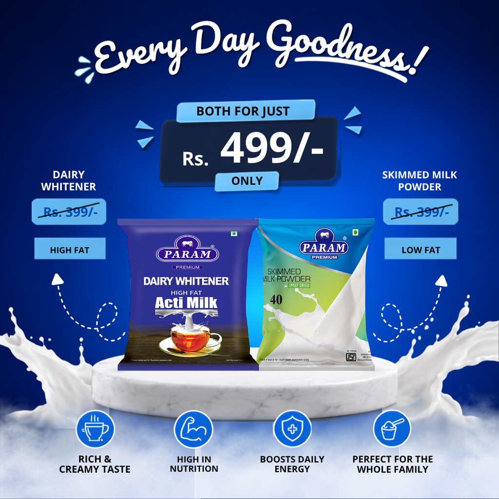 Param Dairy Whitener + Skimmed Milk Powder Combo (500g + 500g)