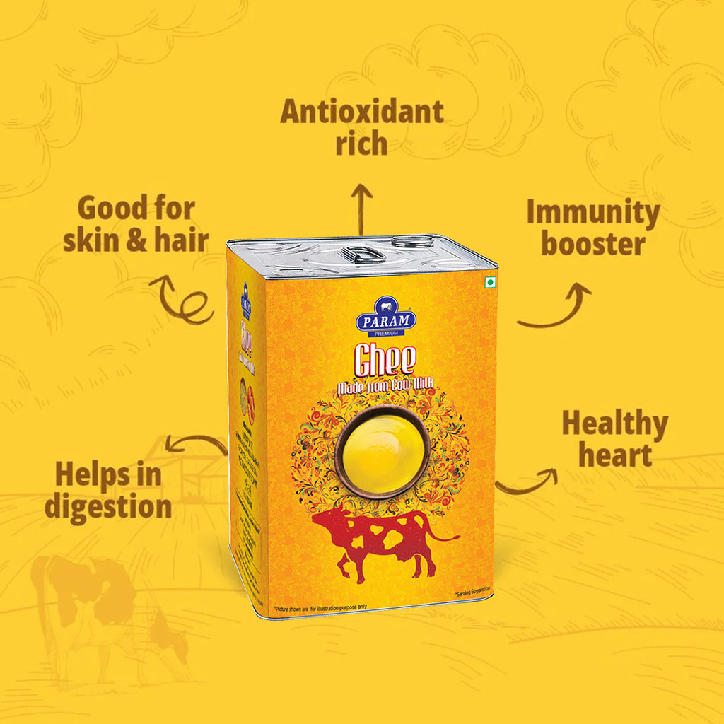Param Premium Cow Ghee: GC Tested- Tin 15kg